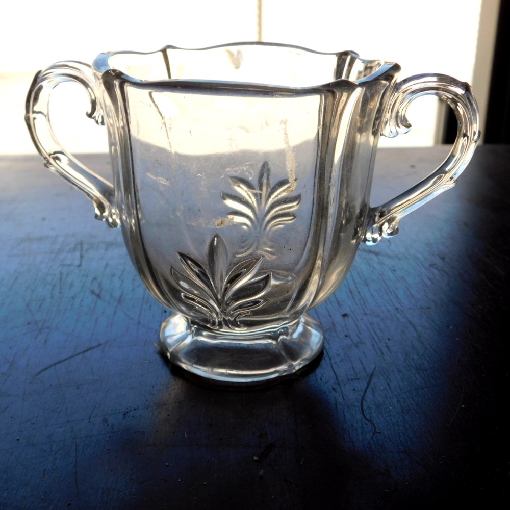 Cut Glass Double Handles Sugar Dish